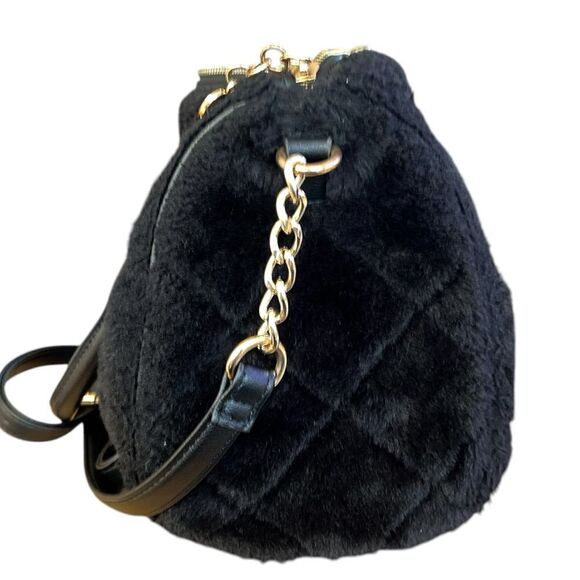 Juicy Couture Black Let’s Get Cozy Fluffy Satchel/ Crossbody In Liquorice - Picture 4 of 7